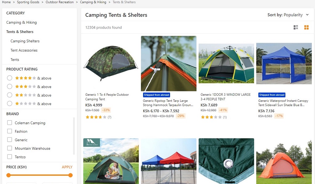Jumia Kenya Camping and Hiking Goods
